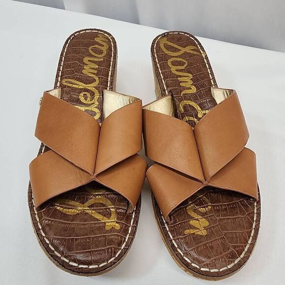 Sam Edelman Size 9 Remini Cork Wedge Brown Sandals Womens K - Picture 3 of 10